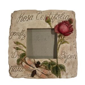 Giftcraft Botanical Rose Dragonfly Resin Picture Frame Cottage Garden Decor